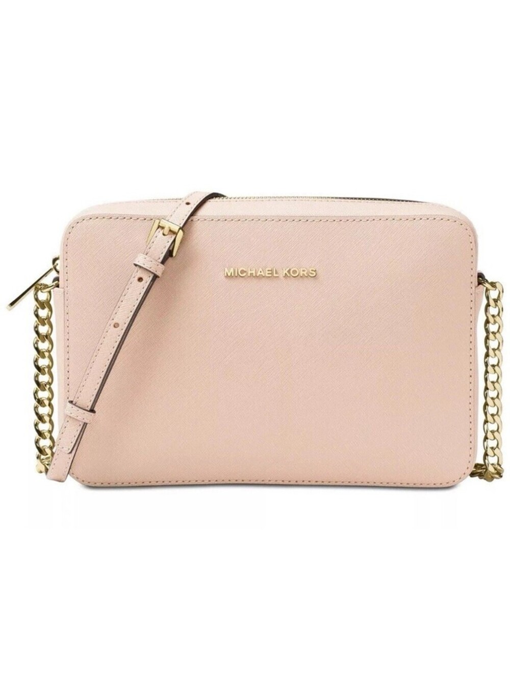 Michael Kors Jet Set Large EW Powder Blush Rose Leather Crossbody New MSRP $258